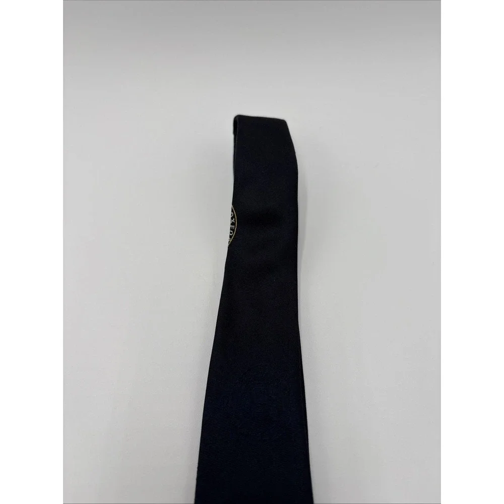 University Of‎ Oxford Silk Tie Black Made In England Crest Stamped Blue